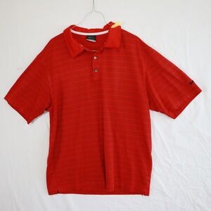 Nike Golf Polo Shirt Mens Medium Fit Dry Performance Red Striped Short Sleeve